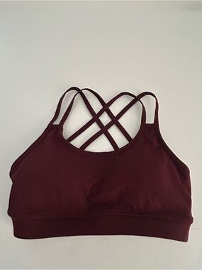 Walkpop Crisscross Back Sports Bra - Deep Wine | Size Large